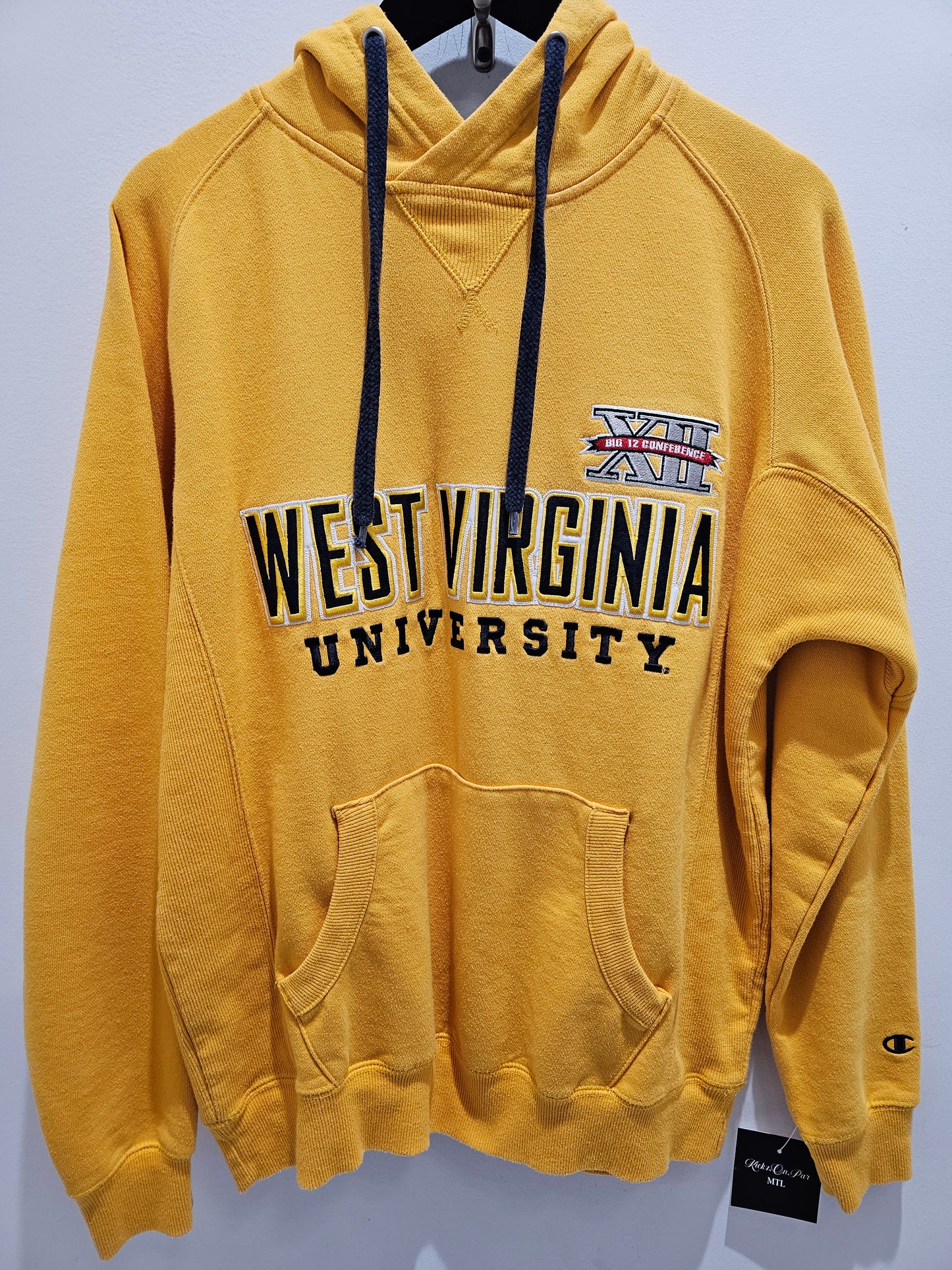 Champion West Virginia University yellow pullover hoodie