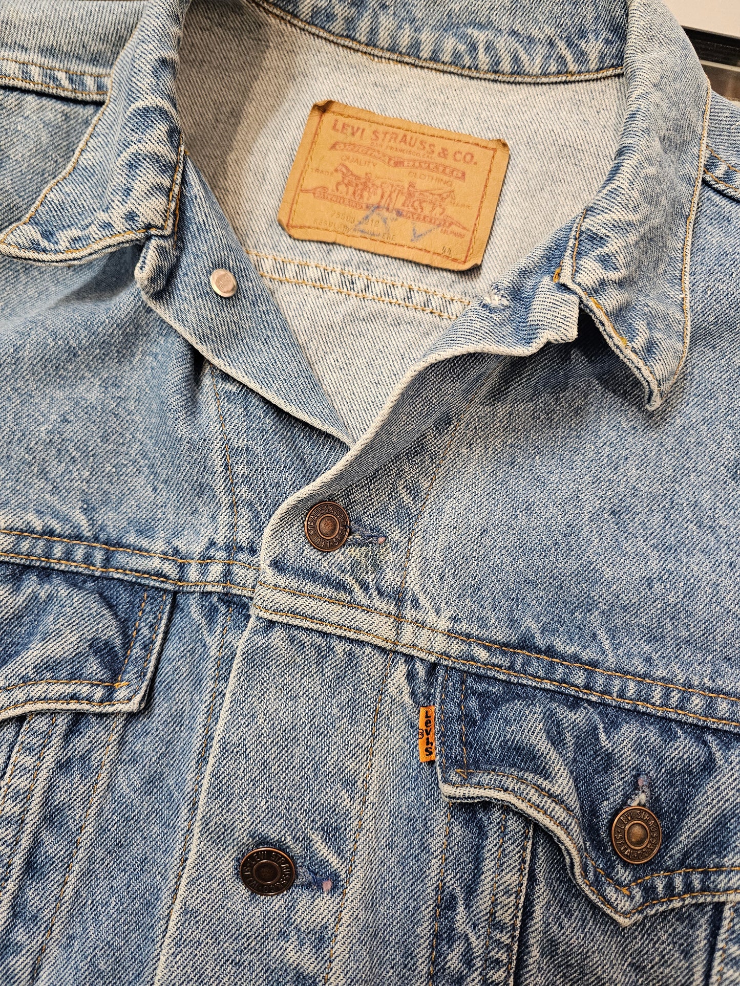 Levis Orange tab buttons washed denim jacket