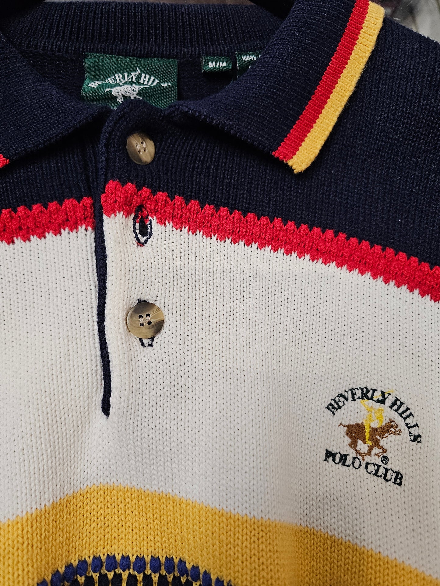 Vintage Beverly Hills polo club quarter zip button knit sweater