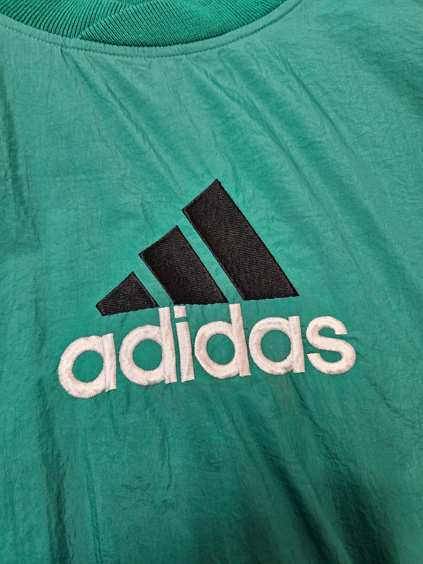 Vintage 90s Adidas 3stripe forest green windbreaker