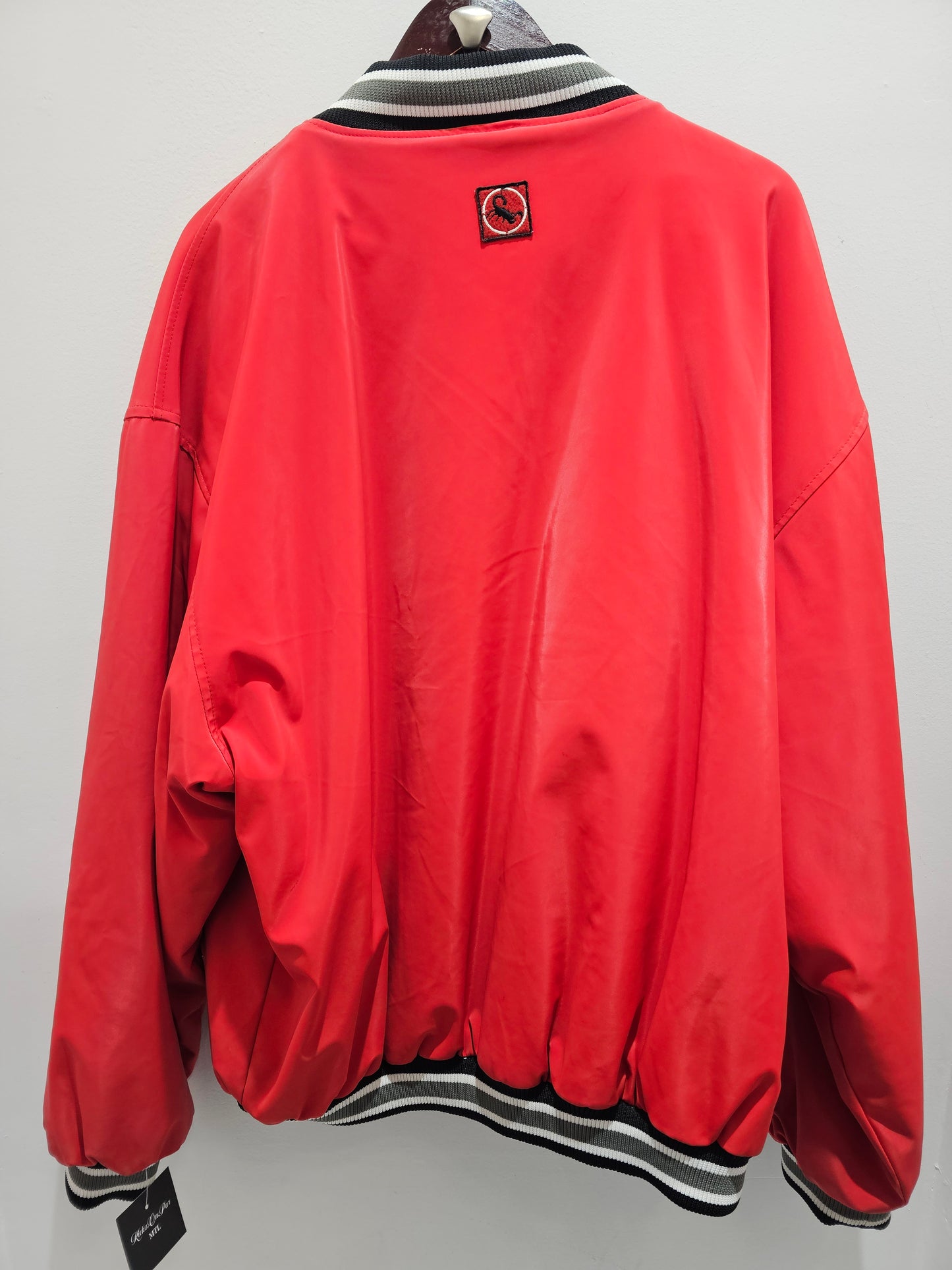 Third Rock 03 Y2k buttons satin red heavy bomber jacket