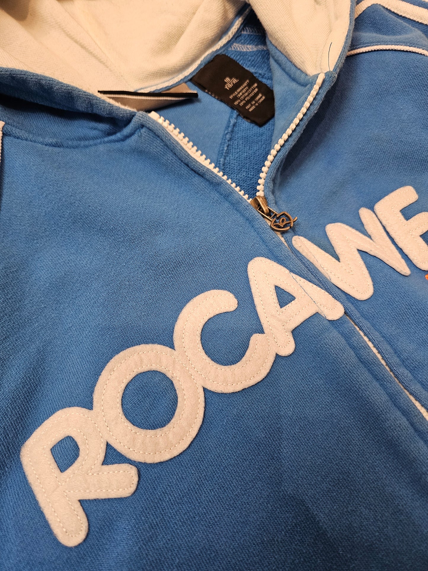 Rocawear denim co y2k baby blue zip up hoodie