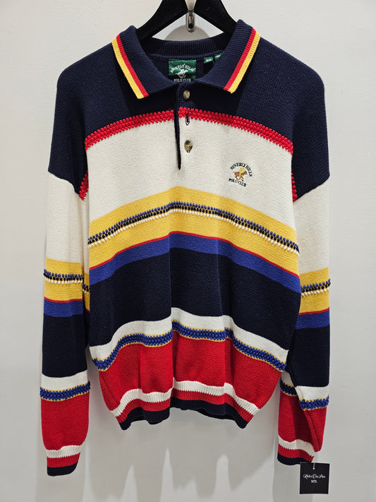 Vintage Beverly Hills polo club quarter zip button knit sweater