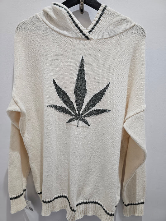 Cotton country Marijuana knit pullover light hoodie