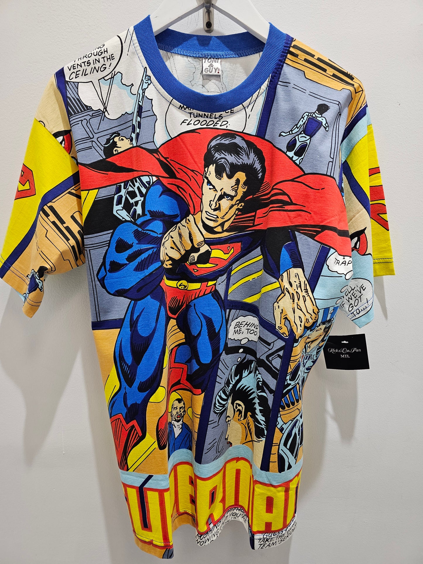 Vintage Superman Thailand Toni & Guy Cartoon AOP Tshirt