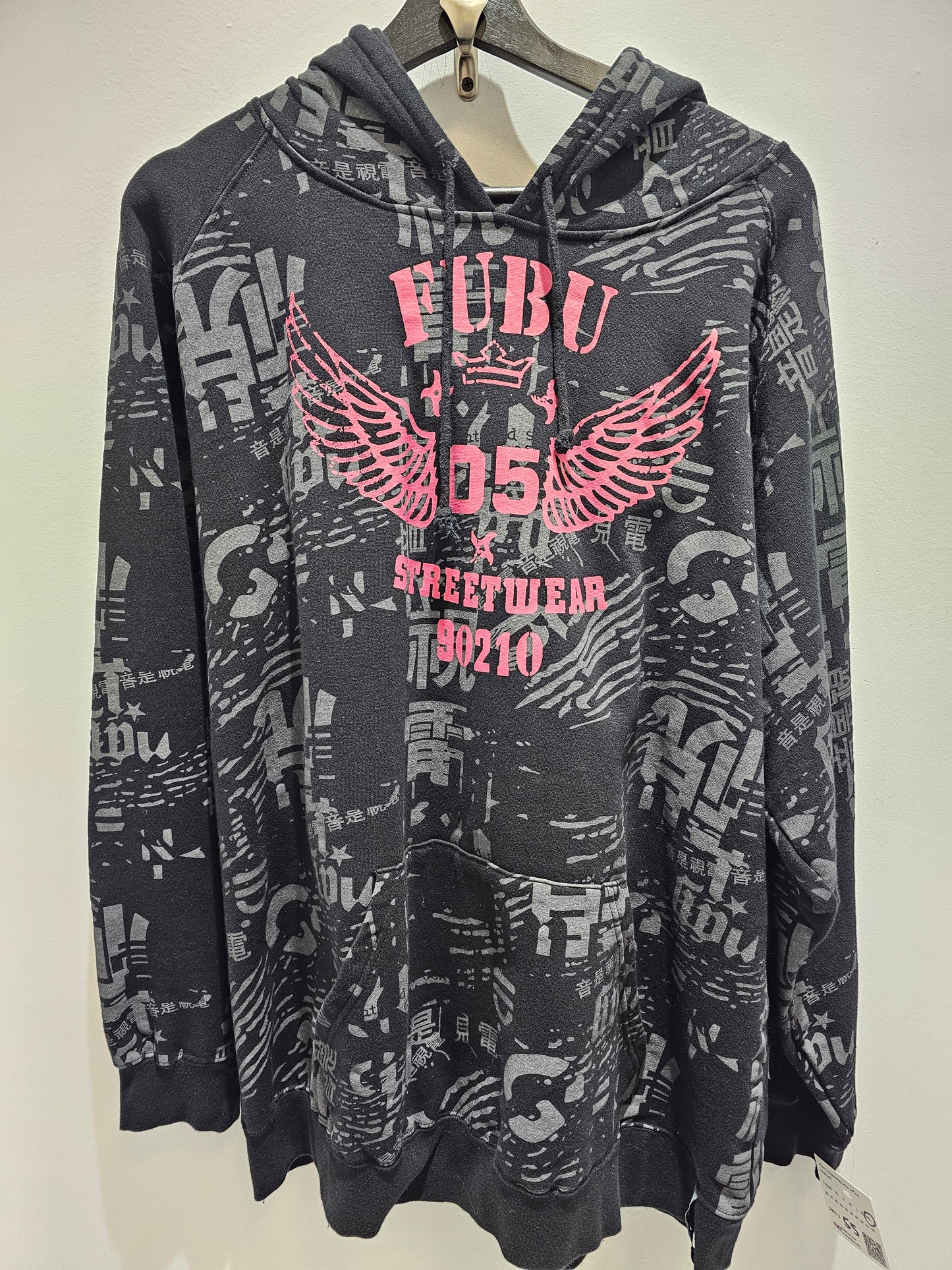 Fubu  05 streetwear print black/grey pullover hoodie