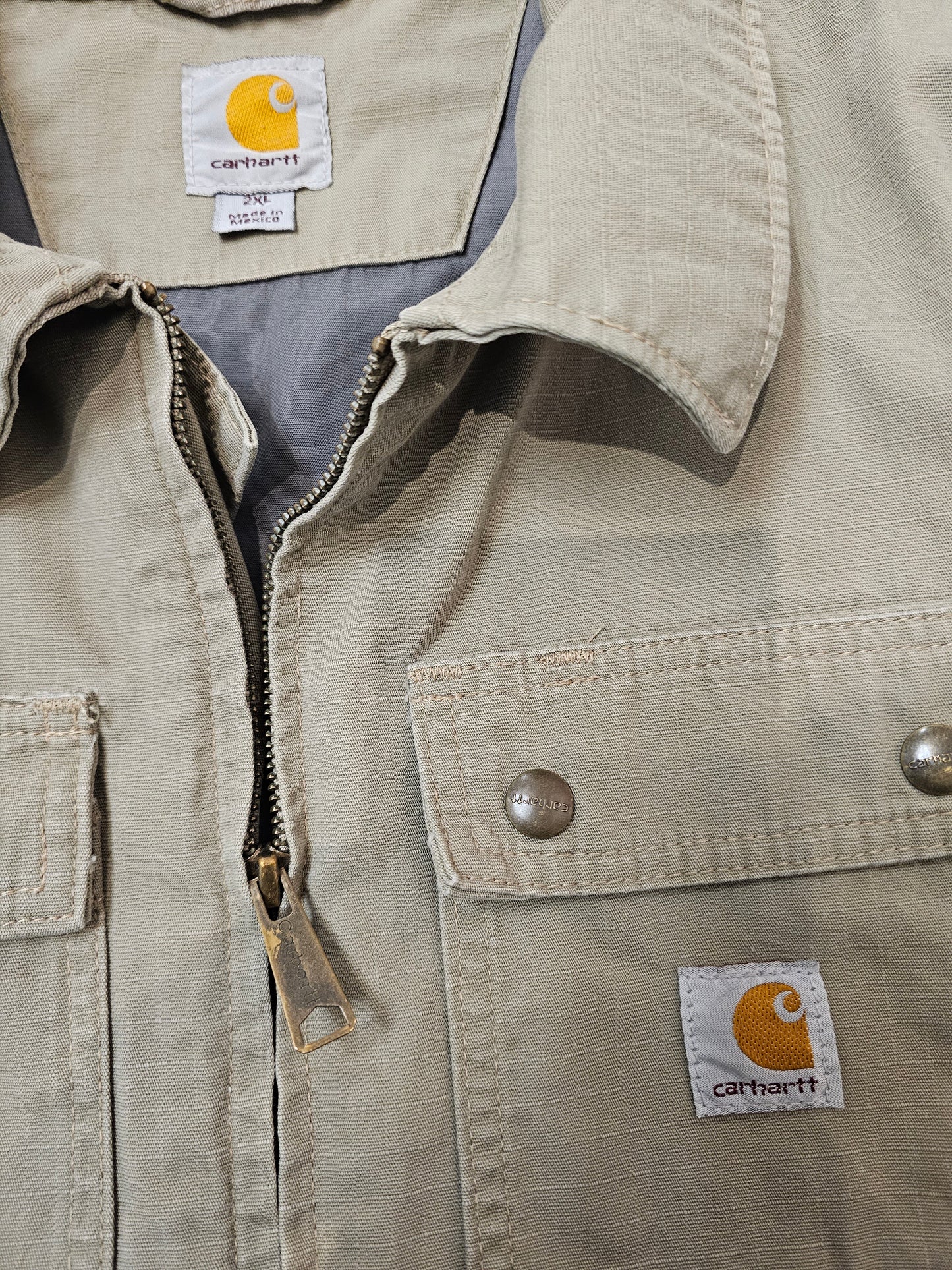 Carhartt pitstop zip up walnut cream lightweight jacket