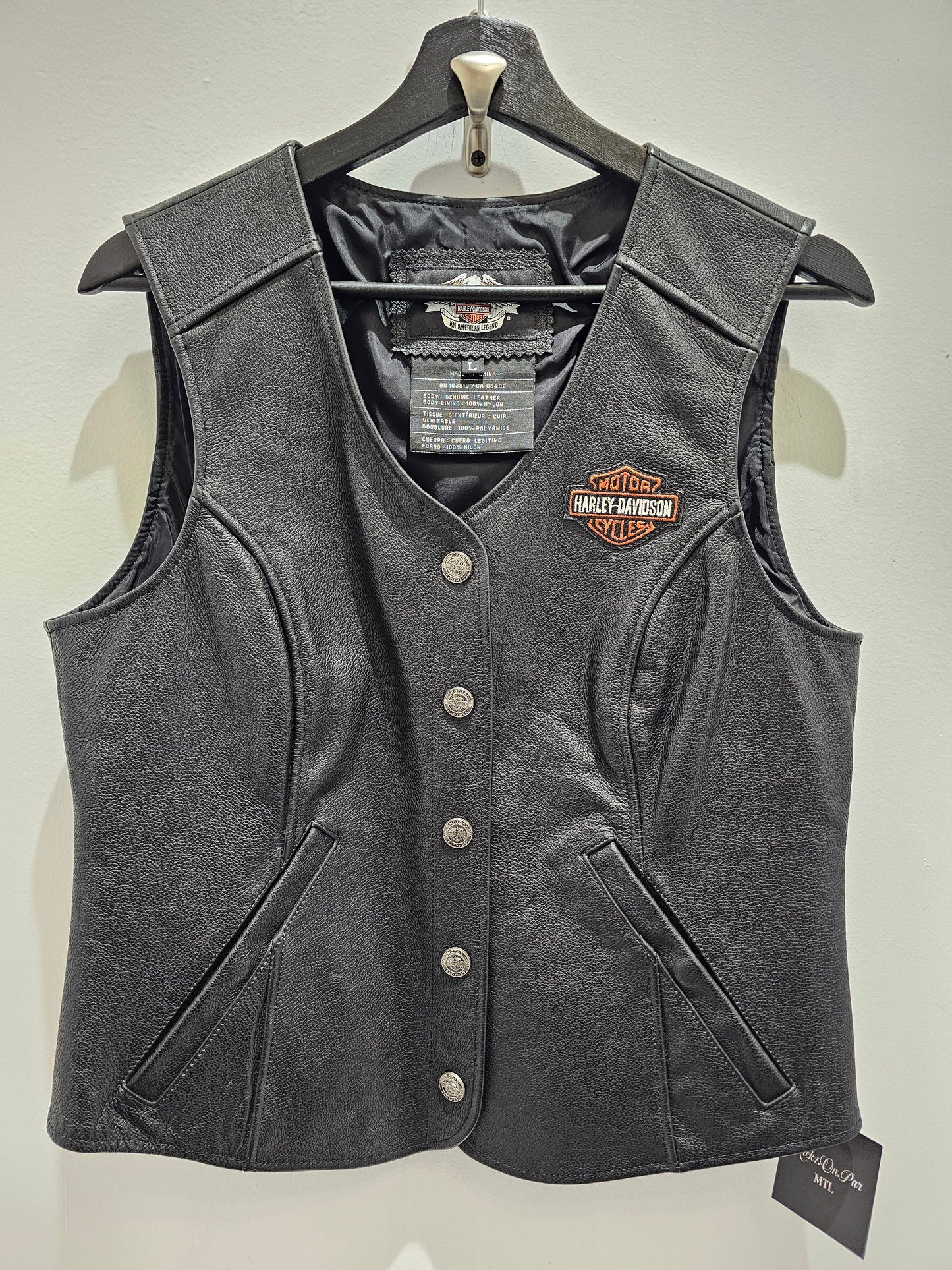 Harley davidson womens leather biker buttons vest