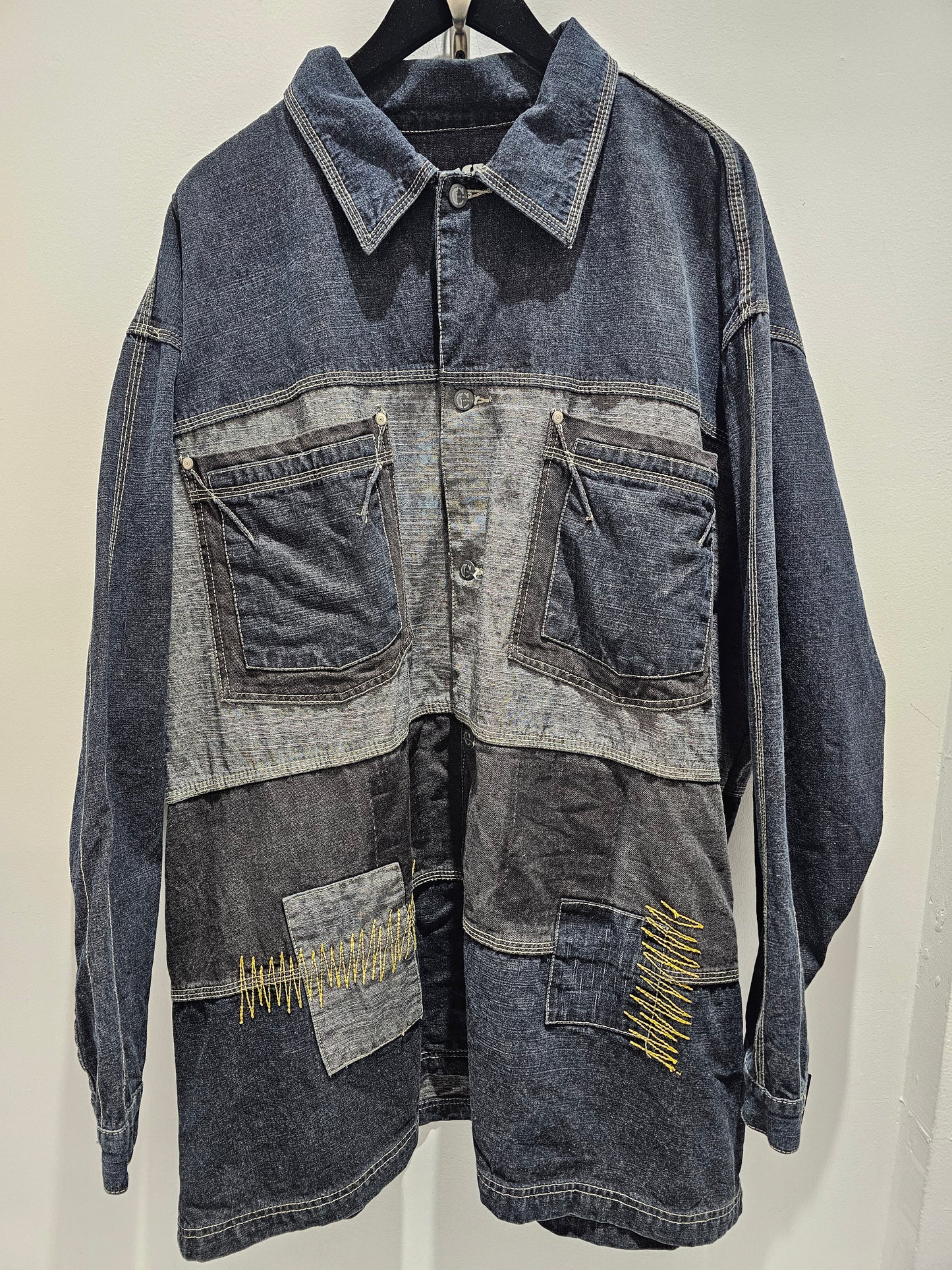 Y2K Counterattack buttons down long denim jacket