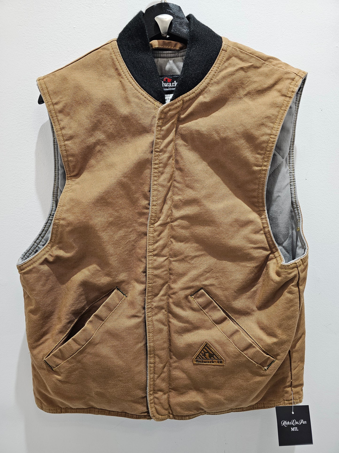 Bulwark FR outerwear work fullzipper brown buttons vest