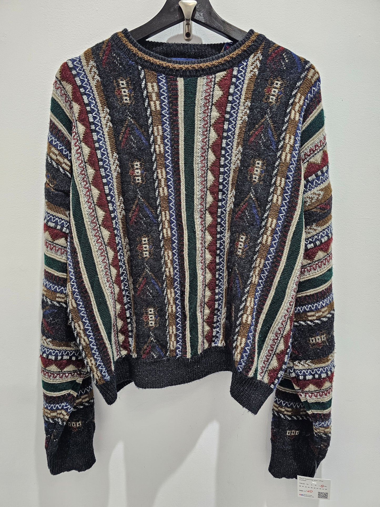 Multicolor grandpa knit sweater