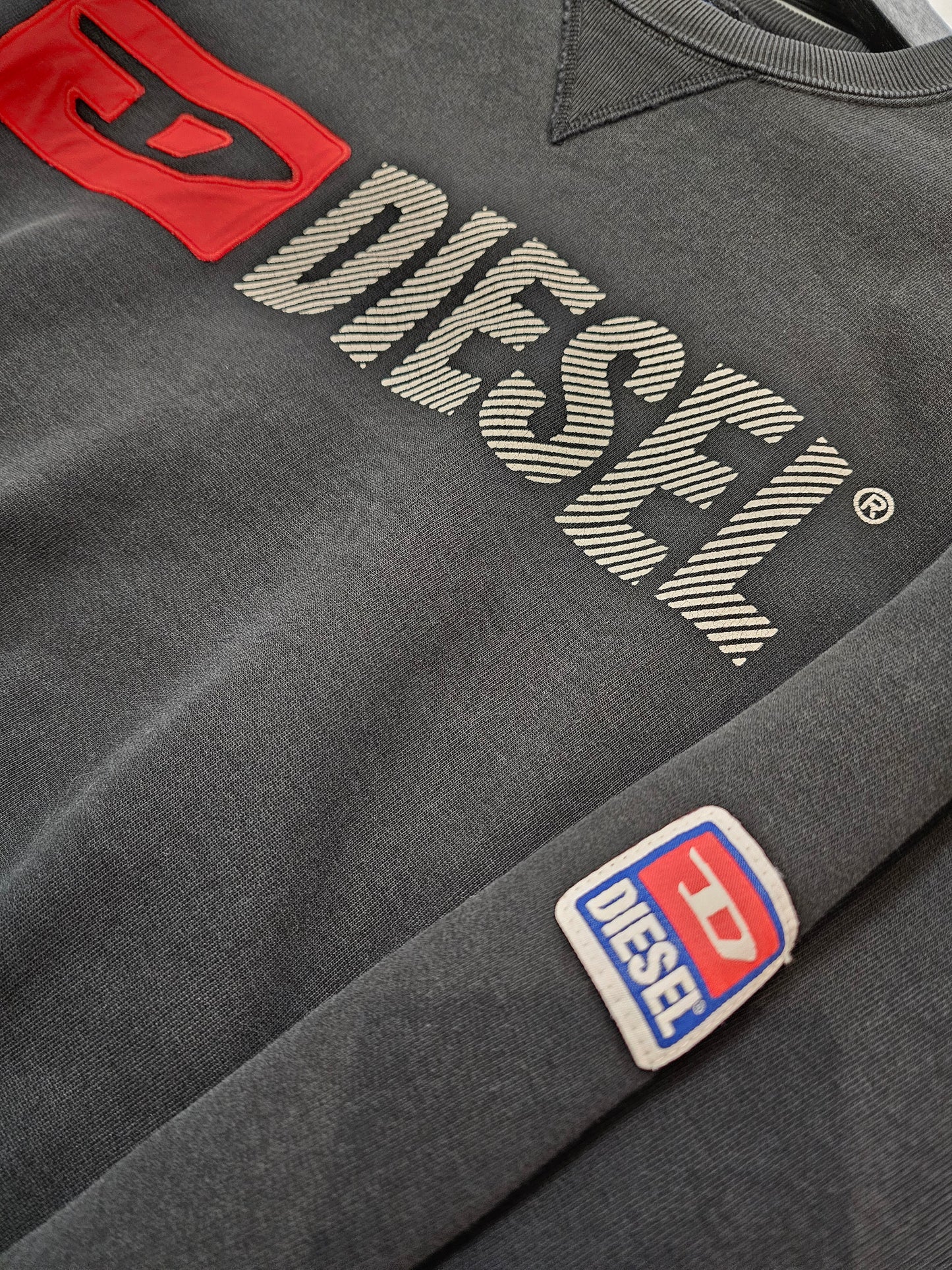 Diesel classic logo washed black crewneck