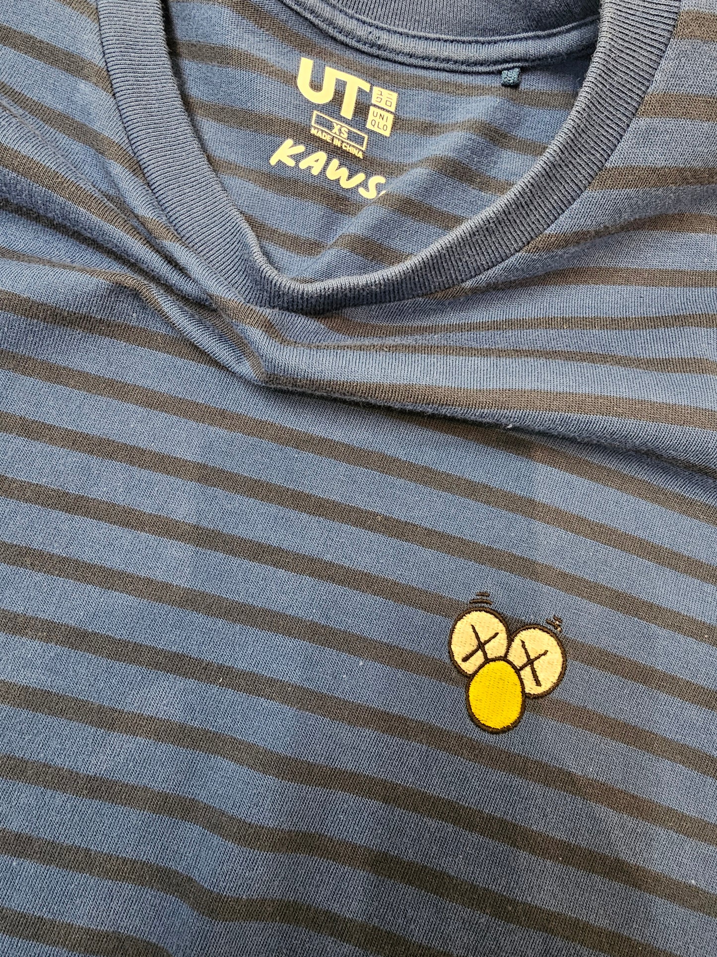 Uniqlo Kaws Striped blue tshirt