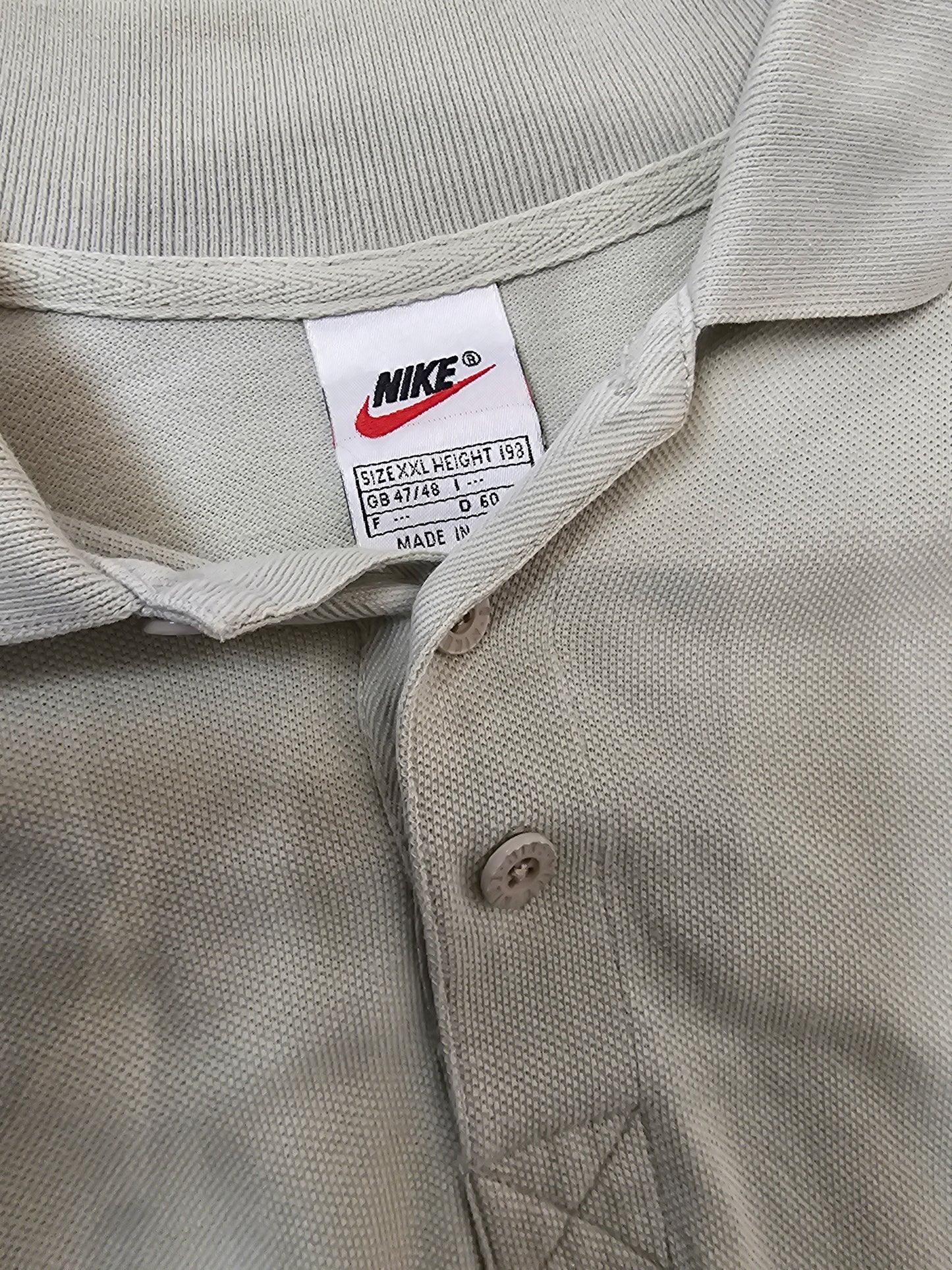 Vintage 90s Nike Swoosh Buttons Beige Polo Tshirt