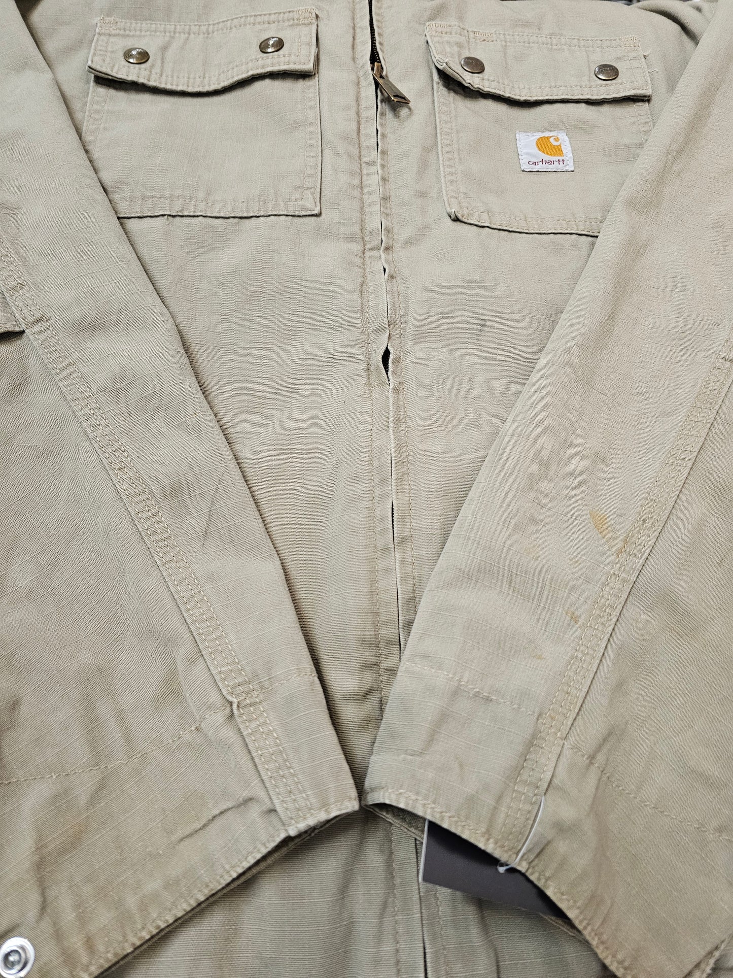 Carhartt pitstop zip up walnut cream lightweight jacket