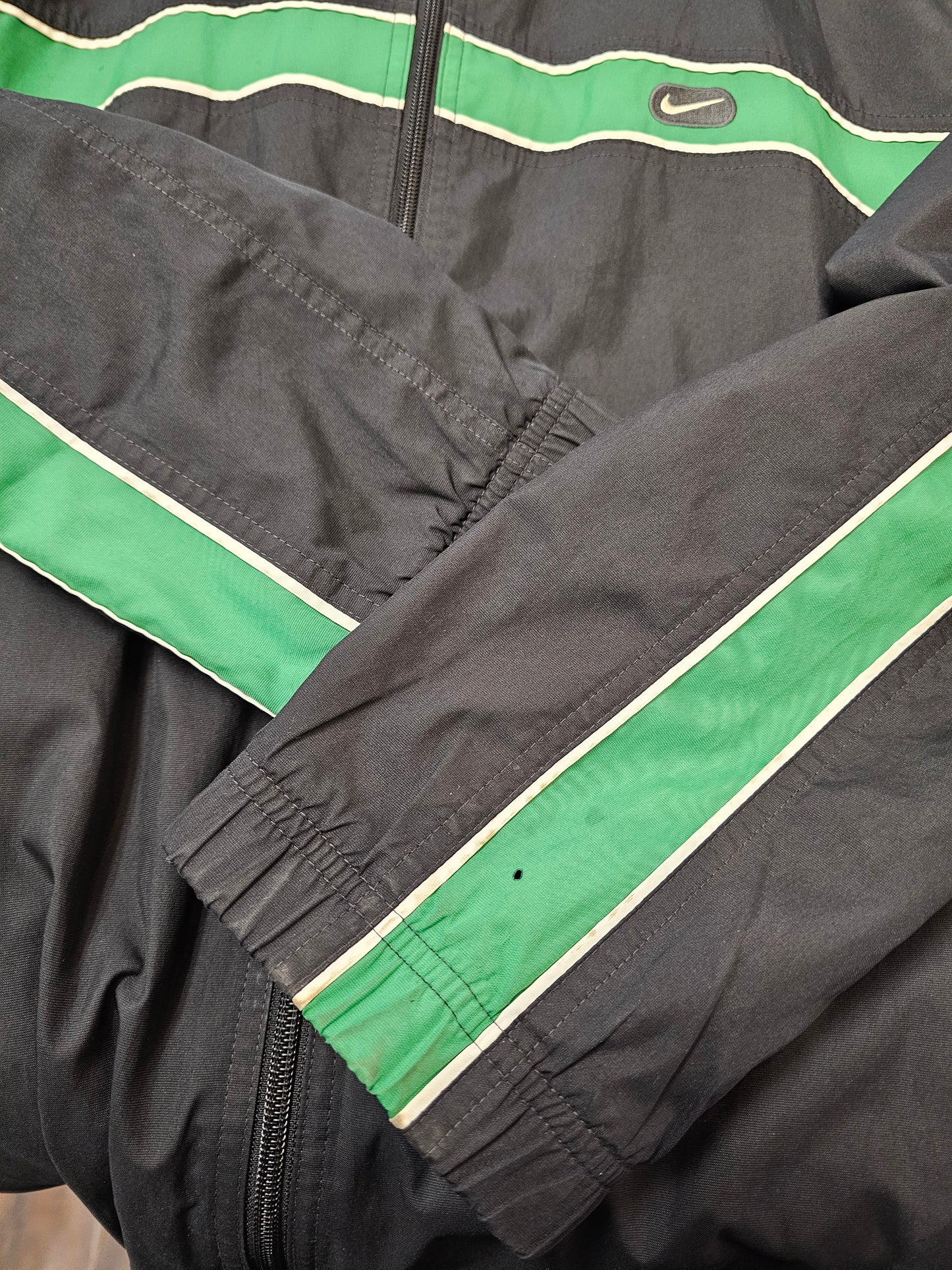 Vintage Nike Swoosh Black/Green Zipup Track Jacket