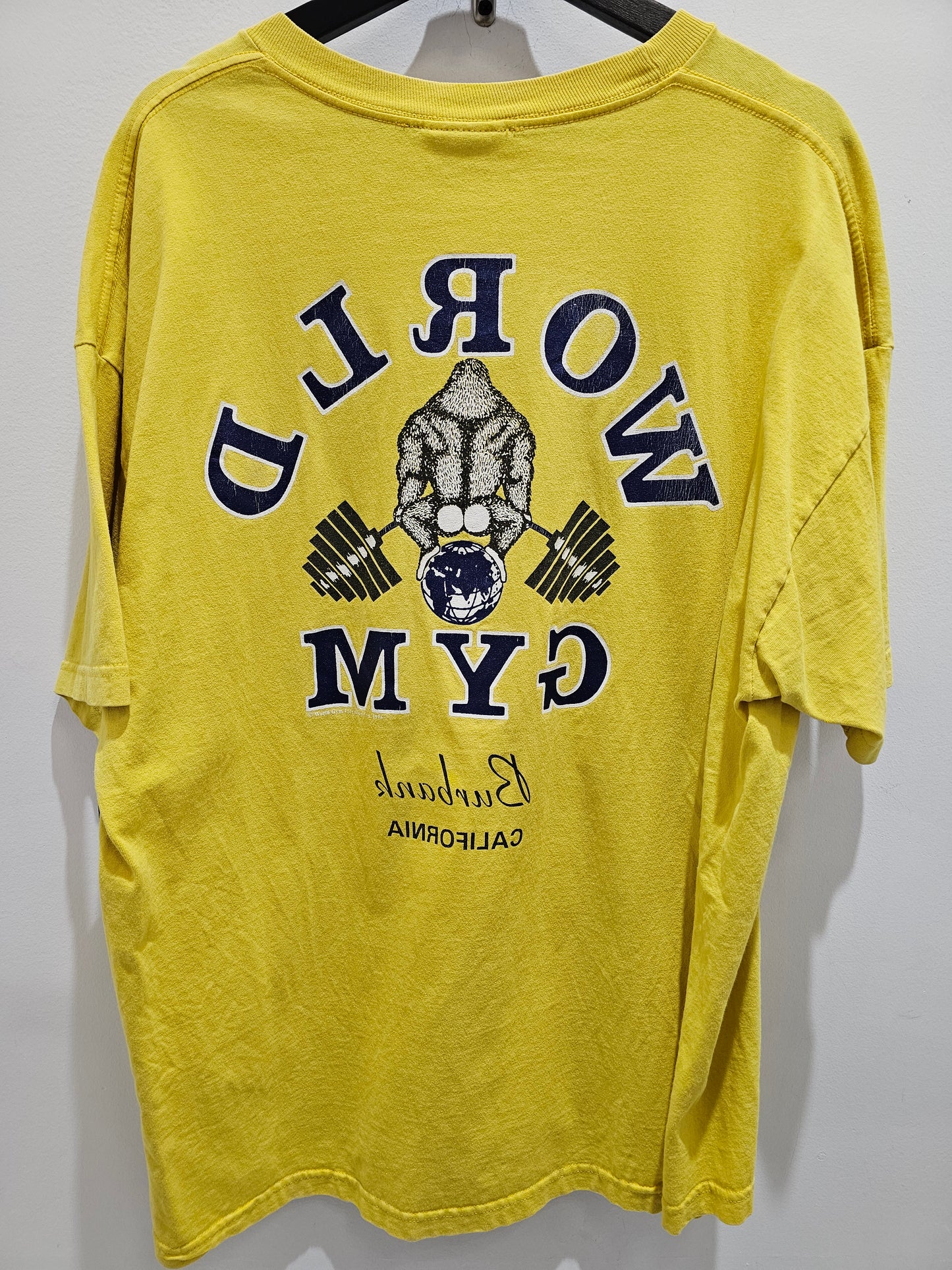 Vintage World Gym Burbank California Gold Yellow Tshirt