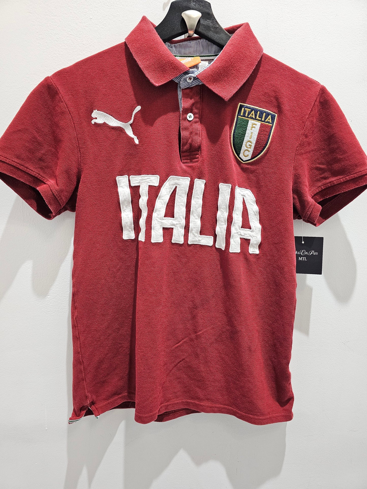 Puma Italia FIGC Maroon Buttons Polo Tshirt